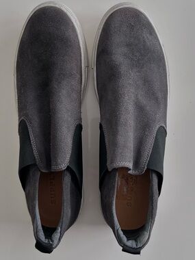 Supply Lab Landon Gray Leather Suede Slip On Sneakers Black Grey 12D Cushioned